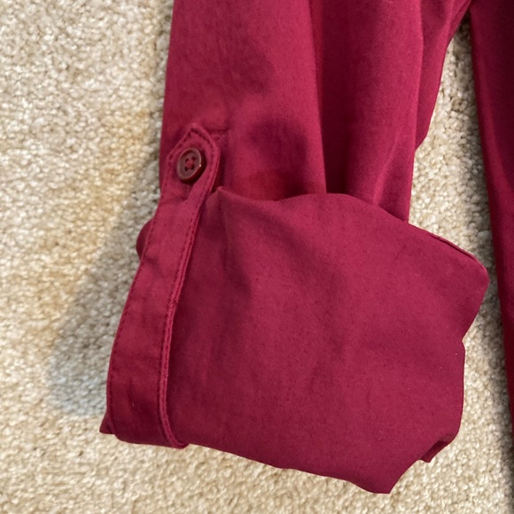 Beautiful button up shirt. Crisp burgundy red color. Worn twice. Size large. - Picture 4 of 12